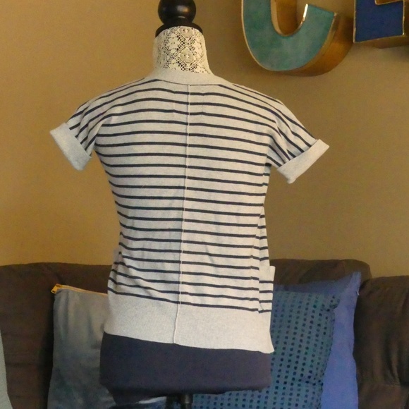 CLASSIC Striped Short Sleeve Cardigan - Picture 3 of 5